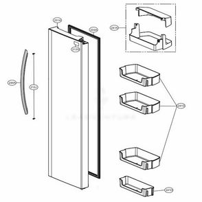 Refrigerator Compartment 1 Diagram and Parts List for LSXS26326B AWBCNA5 LG Refrigerator