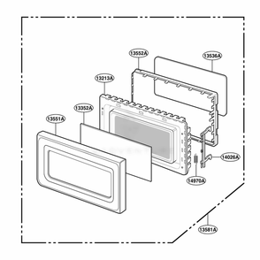 Door Parts Diagram and Parts List for PLMB186KC AS3EGEU LG Range
