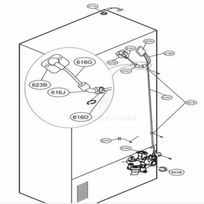 Valve And Water Tube Parts Diagram and Parts List for 72039 AWBCSE3 LG Refrigerator