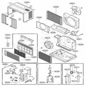 Main Diagram and Parts List for ZQ07A10B AWYAFRD LG Air Conditioner