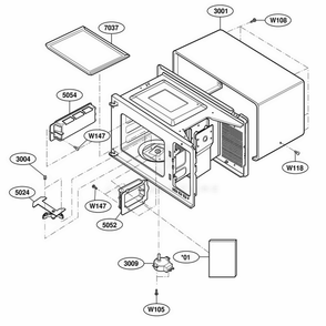 Oven Cavity Parts Diagram and Parts List for LD10MP AGREAMA LG Wall Oven
