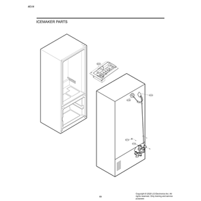 Icemaker Parts Diagram and Parts List for LRDCS2603S  LG Refrigerator