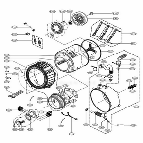 Drum And Tub Assembly Diagram and Parts List for GCWP1069CS ABWEELC LG Dryer