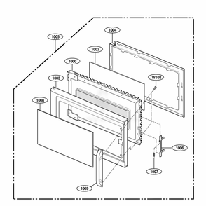 Door Parts Diagram and Parts List for MH6150XLQ AWHEWRP LG Wall Oven