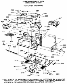 Ventilation Duct Parts Diagram and Parts List for 7218975590  Kenmore Microwave