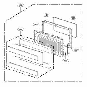 Door Parts Diagram and Parts List for UPRM3010ST CSBESGN LG Range