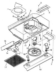 Hood Assy Diagram and Parts List for 23352613000  Kenmore Range Hood