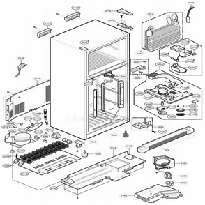 Main Parts 1 Diagram and Parts List for LRTG1811BK AEBCLGA LG Refrigerator