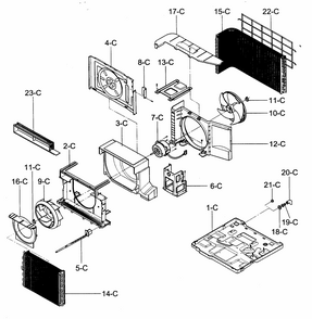 Air Handling/cycle Parts Diagram and Parts List for 58074156400  Kenmore Air Conditioner