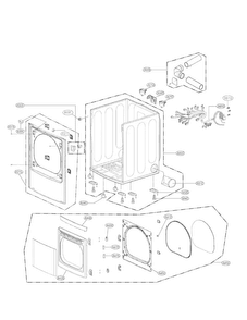 Cabinet And Door Assembly Parts Diagram and Parts List for DLE4870W  LG Dryer