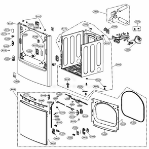 Cabinet And Door Assembly Diagram and Parts List for DLEX7700VE ASSEEUS LG Dryer