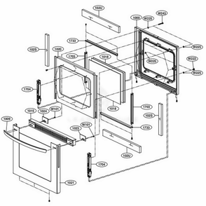 Door Parts Diagram and Parts List for LRG3194BM FBMELGA LG Range