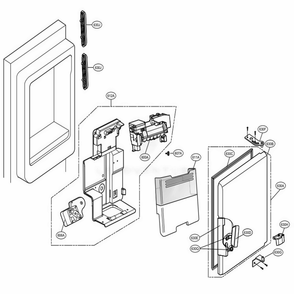 Ice Maker And Ice Bin Parts Diagram and Parts List for LFX28991ST ASTCNA1 LG Refrigerator