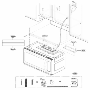 Installation Parts Diagram and Parts List for LMHM2237BD CBDELGA LG Microwave