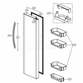 Freezer Compartment 1 Diagram and Parts List for 51733 ASTCSE0 LG Refrigerator