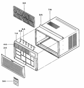 Cabinet/front Grille Assy Diagram and Parts List for 58075121501  Kenmore Air Conditioner