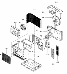 Air Handling Diagram and Parts List for 58073083300  Kenmore Air Conditioner