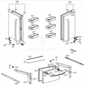 Door Parts Diagram and Parts List for LFC28768SB AWBCNA2 LG Refrigerator