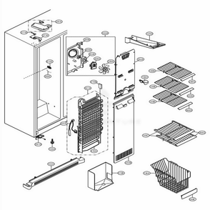 Freezer Compartment Diagram and Parts List for 51373 AST1SER LG Refrigerator