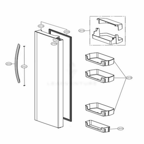 Refrigerator Door Part Diagram and Parts List for LSXC22426S ASTCNA0 LG Refrigerator