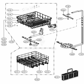 Rack Assembly Diagram and Parts List for LDS5040ST ASTEEUS LG Dishwasher