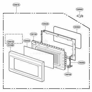 Door Parts Diagram and Parts List for YKCMS1555RWH CWHEKAC LG Range