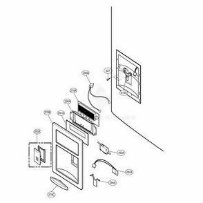 Dispenser Parts Diagram and Parts List for 78543 AST1SER LG Refrigerator