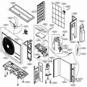 Outdoor Unit Diagram and Parts List for LAU120HYV3 AK3GEUS LG Air Conditioner