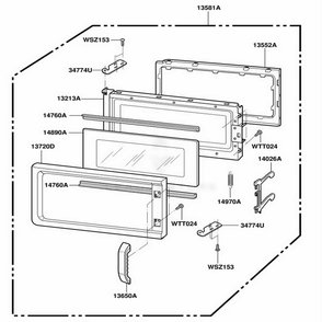 Door Parts Diagram and Parts List for ACO1180AC ABSEAMA LG Range
