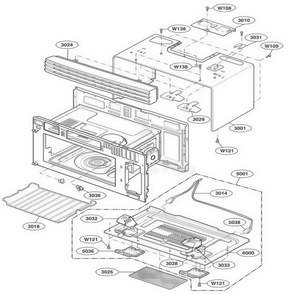Oven Cavity Parts Diagram and Parts List for LMV1915NV AWHELGA LG Range