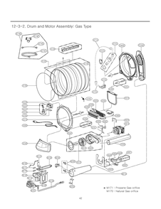 Drum And Motor Assembly Diagram and Parts List for RN1367ES ASSEEUS LG Dryer