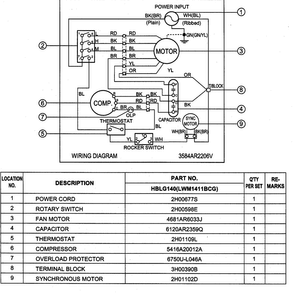 Wiring Diagram Diagram and Parts List for HBLG140  LG Air Conditioner