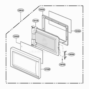 Door Parts Diagram and Parts List for GMS7020UW KWHEGSC LG Range