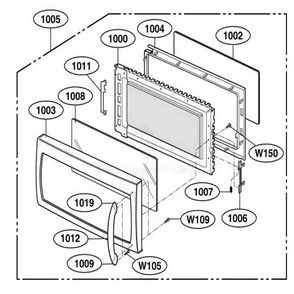 Door Parts Diagram and Parts List for MMV4205AAB ABKEMTG LG Range
