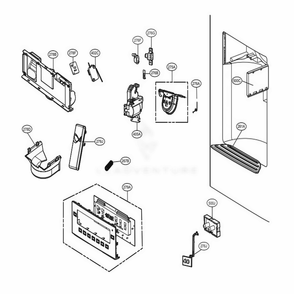 Dispenser Parts Diagram and Parts List for 72182 ASWCSE5 LG Refrigerator