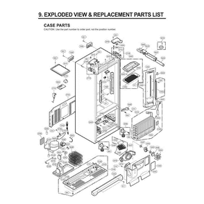 Section 1 Diagram and Parts List for LFX21971ST ASTCGSC LG Refrigerator
