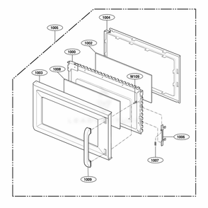 Door Parts Diagram and Parts List for JVM1542BF ABKEGEU LG Wall Oven