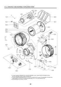 Drum And Tub Assembly Diagram and Parts List for F0P2CYV2T ASSPEEC LG Washer