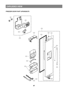 Freezer Door Part Upsxb2627s Diagram and Parts List for GR-L276DSDM ASTCNA0 LG Refrigerator