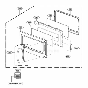 Door Parts Diagram and Parts List for JVM1540DMBB CBKEGEU LG Range