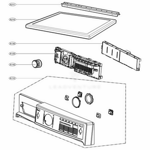 Control Panel And Plate Assembly Diagram and Parts List for 91028 APBESEU LG Dryer