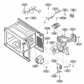 Oven Interior Parts Diagram and Parts List for 62299 ABKESEA LG Range