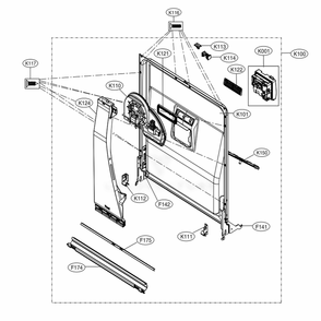 Door Liner Assembly Diagram and Parts List for LDPS6844AS ASSESNA LG Dishwasher