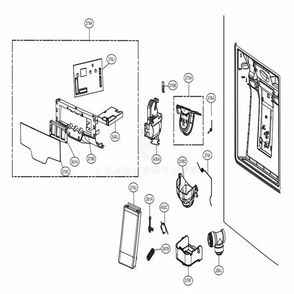 Dispenser Parts Diagram and Parts List for 74113 ASTCSE0 LG Refrigerator