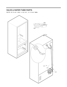 Valve And Water Tube Parts Diagram and Parts List for GC-B288NQUM AWBCSE0 LG Refrigerator