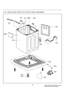 Outer Case Assembly Diagram and Parts List for T1780WFFT ABWETUS LG Washer