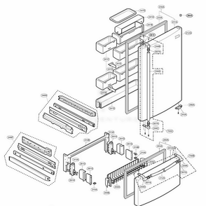 Door Parts 2 Diagram and Parts List for LRDN20725SW ASWCLGX LG Refrigerator