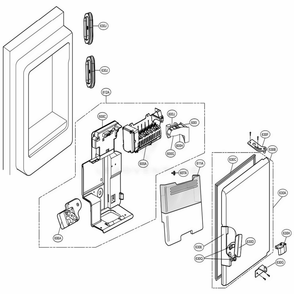 Ice Maker And Ice Bin Parts Diagram and Parts List for 74042 ASWCSE2 LG Refrigerator