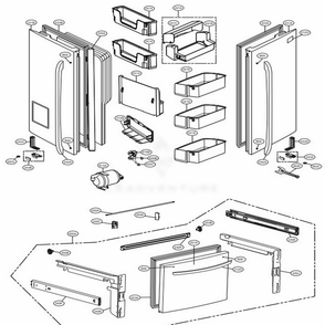 Door Parts Diagram and Parts List for 71032 ASWCSE0 LG Refrigerator
