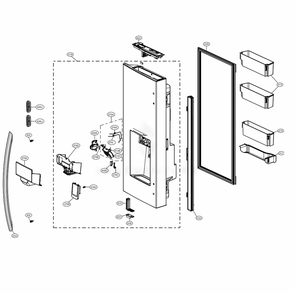 Door Parts 1 Diagram and Parts List for LRFVS3006D ASBCNA0 LG Refrigerator